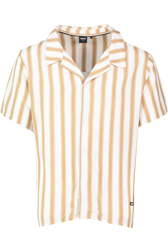 Mens BOSS Black Beach Shirt in Natural & Piranha Natural Swim Shorts Set