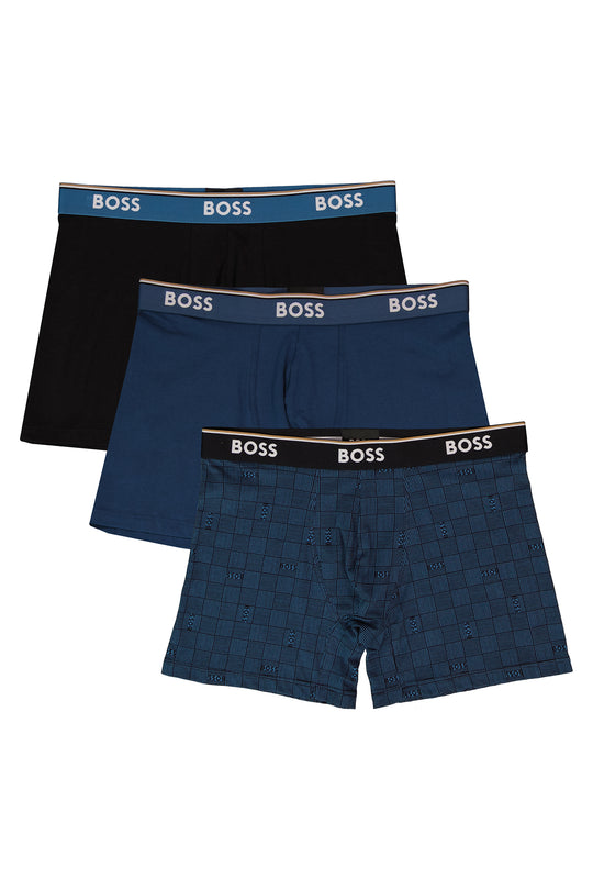 Mens BOSS Black BoxerBr 3Pack Power Des Blue Underwear