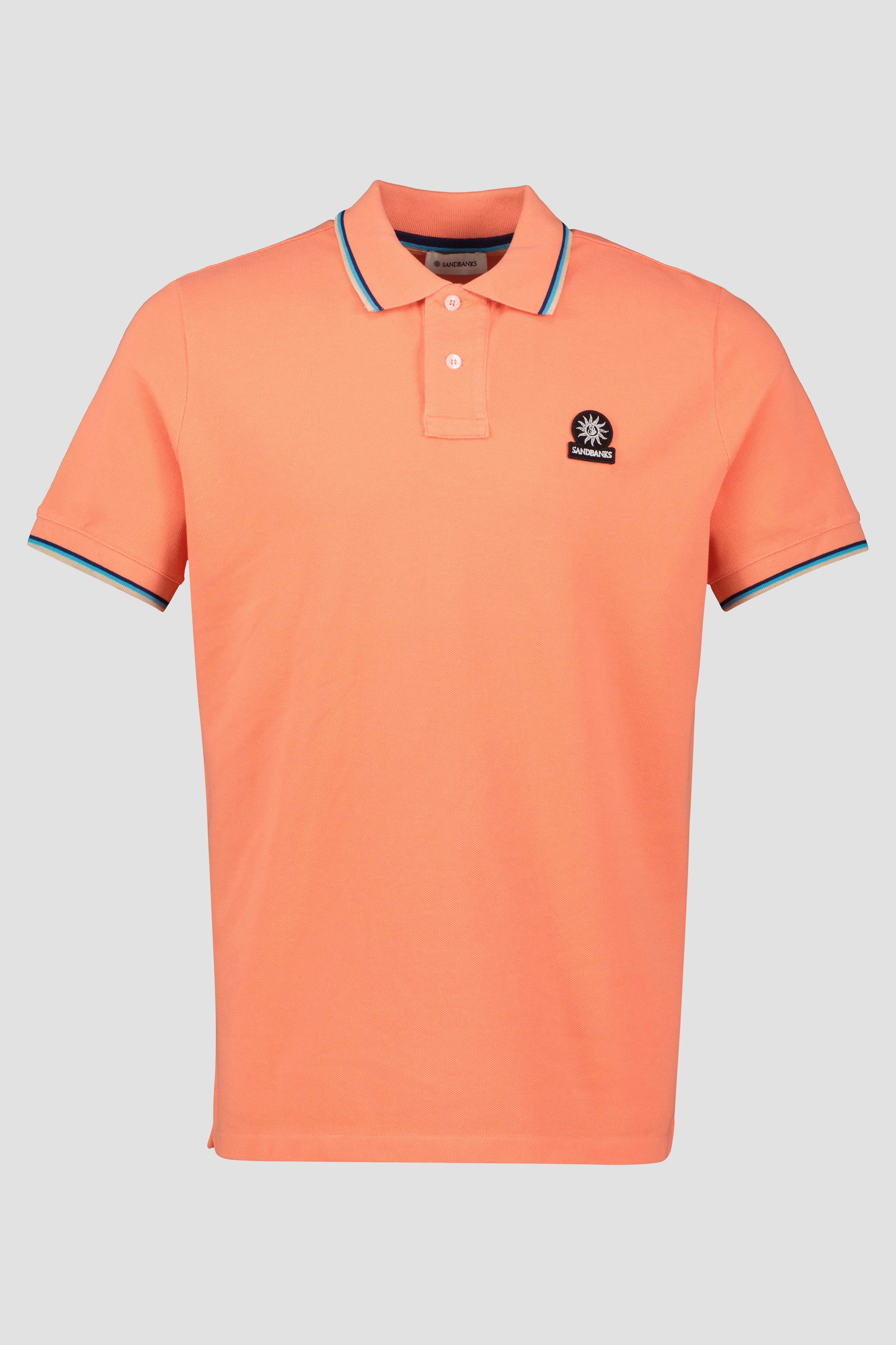 Men's Sandbanks Coral Badge Logo Tipped Sleeve Polo Shirt