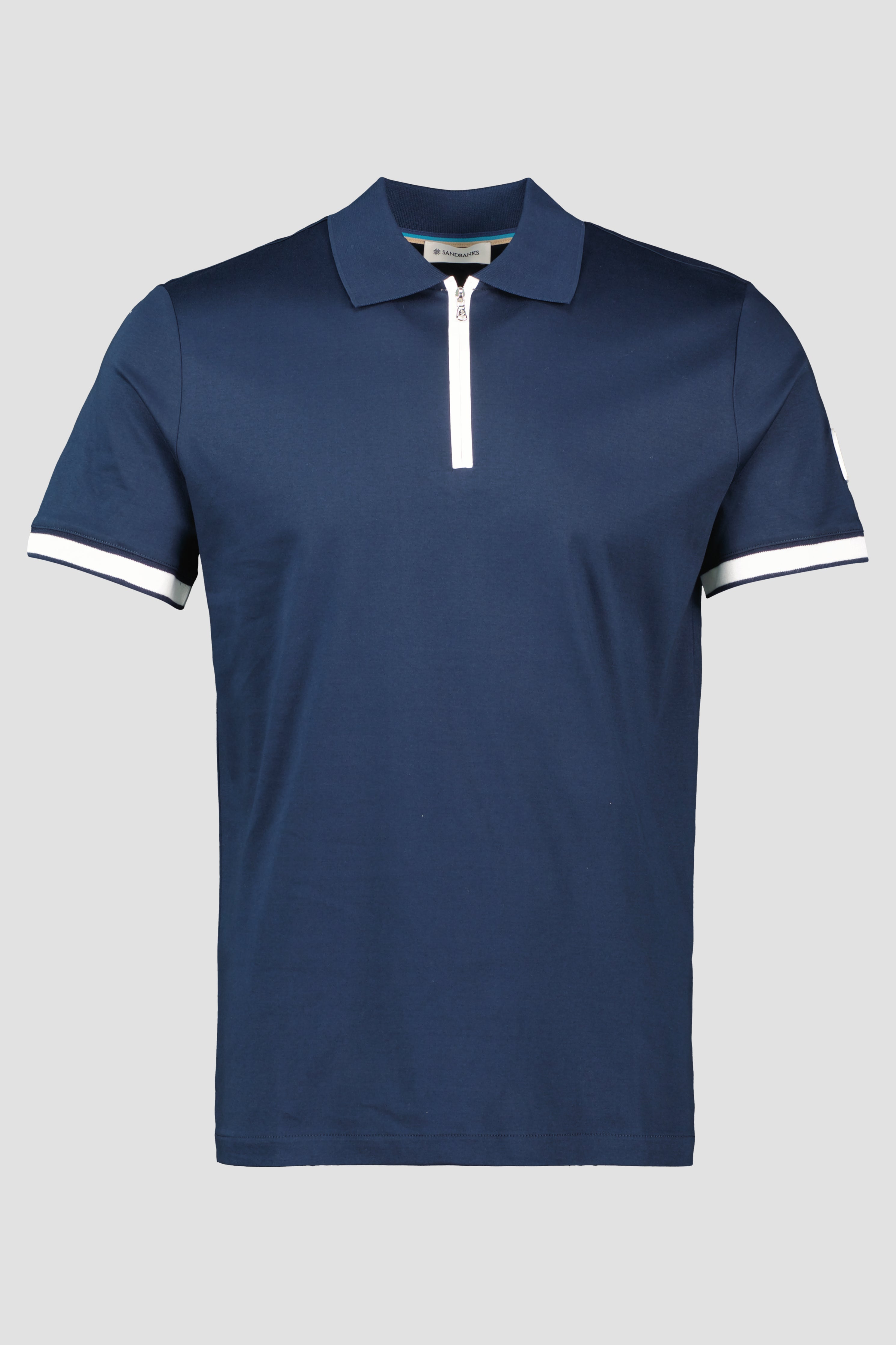 Men's Sandbanks Navy Silicone Zip Polo Shirt