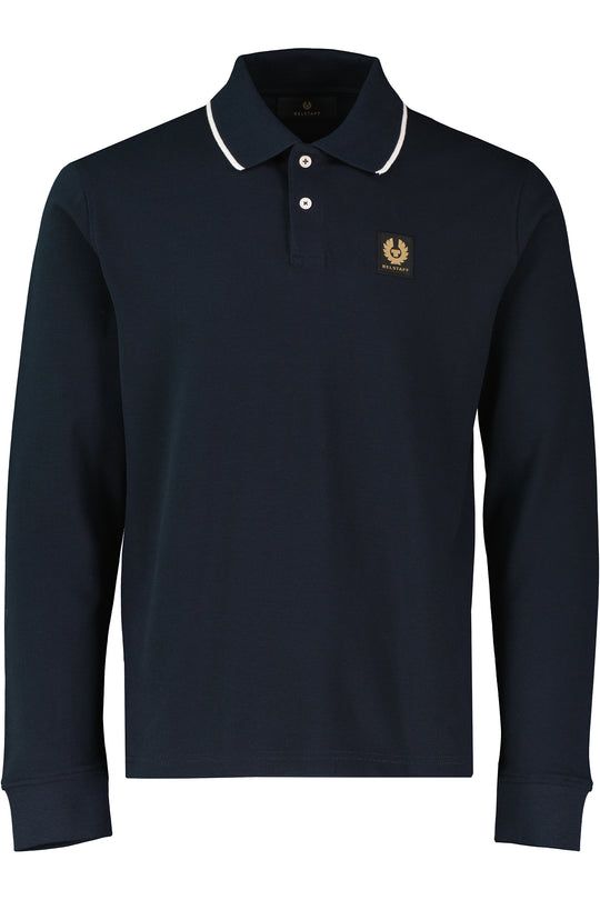 Men's Belstaff Dark Ink Tipped Long Sleeve Polo Shirt
