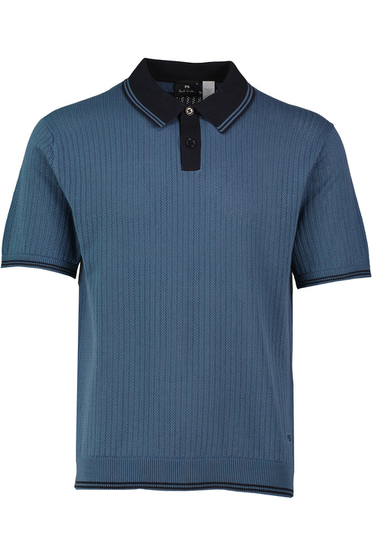 Men's Paul Smith Blue Knitted Polo Shirt
