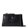 Womens Vivienne Westwood Small Black Python Effect Flat Zip Clutch