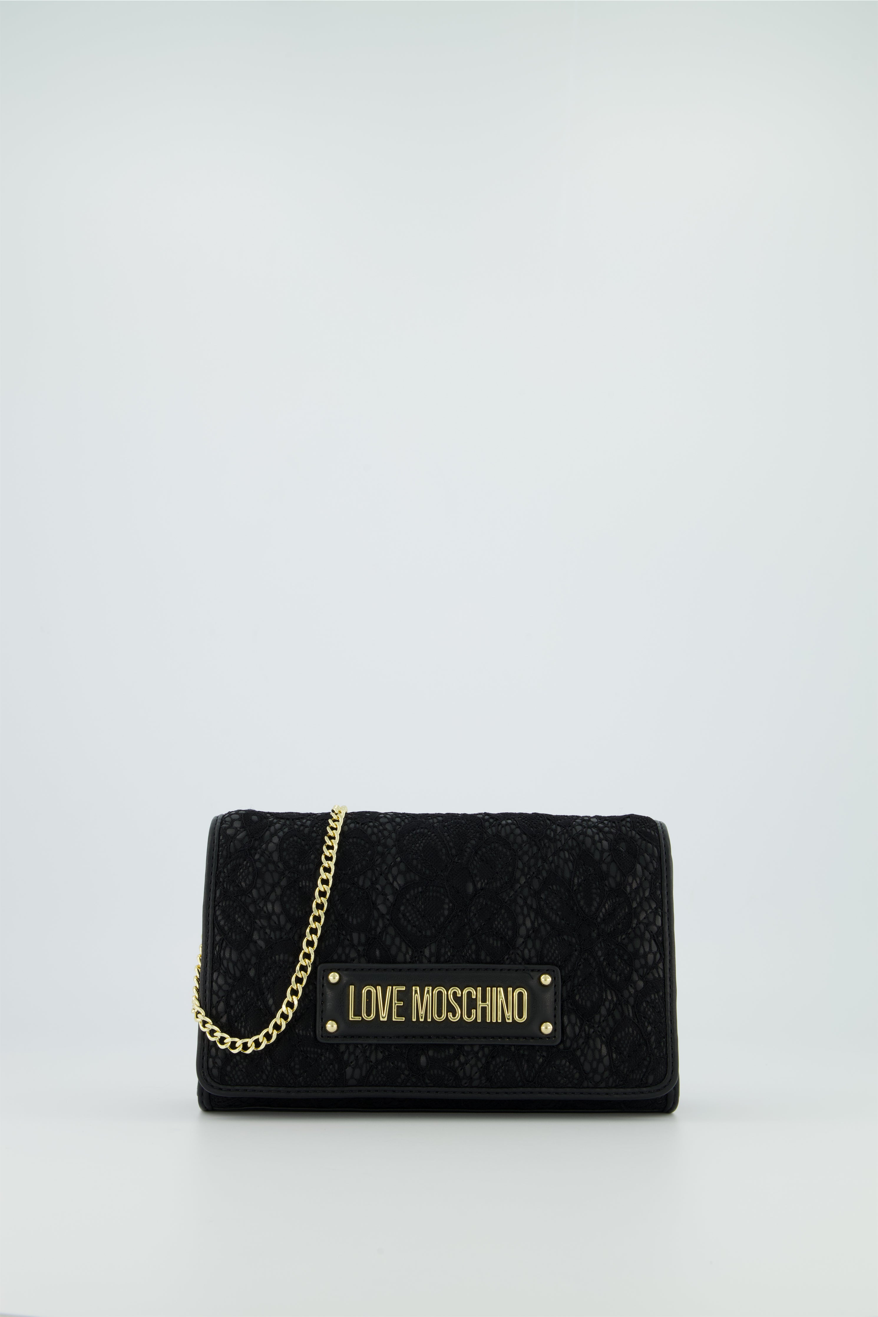 Women's Love Moschino Black Lace Box Clutch Bag