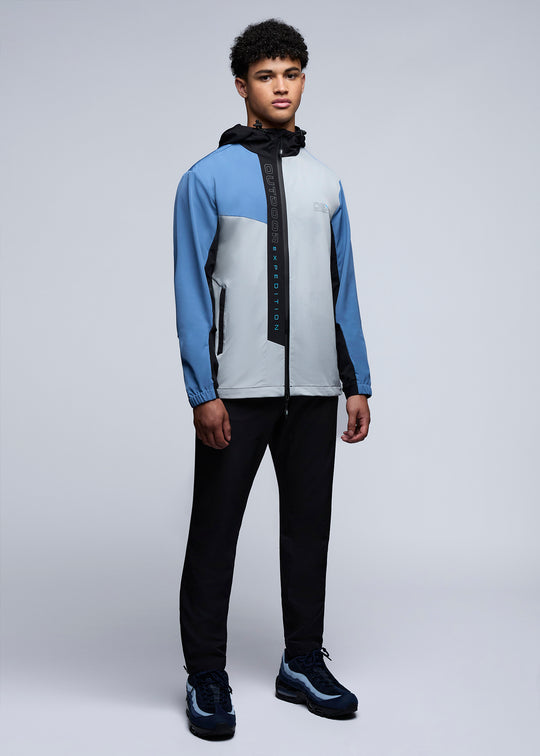 Men's OEX Dark Soft Blue Black Pennine 2.0 Tracktop Jacket & Pant Tracksuit Set