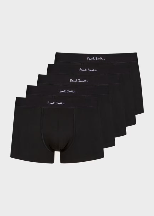 Men's Paul Smith Black Plain Boxer Trunk 5 Pack