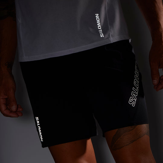 Men's Salomon Black Sense Aero SS GFX T Shirt & Black Sense Aero 7'' Shorts Set