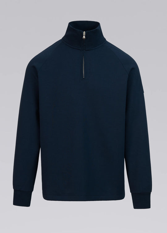 Men's Sandbanks Badge Logo Navy Interlock 1/4 Zip Sweatshirt