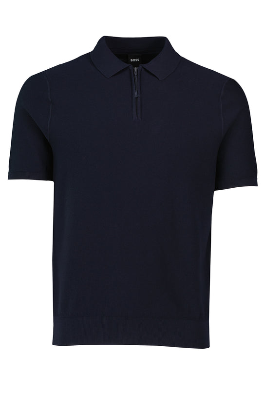 Men's BOSS Black P-Imartino Dark Blue Zip Up Polo Shirt