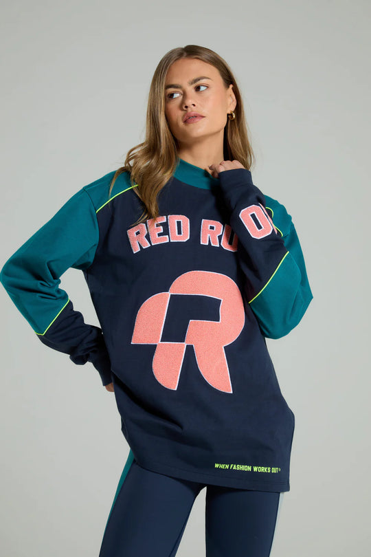 Women's Red Run Activewear Chenille Skater Tee in Blue
