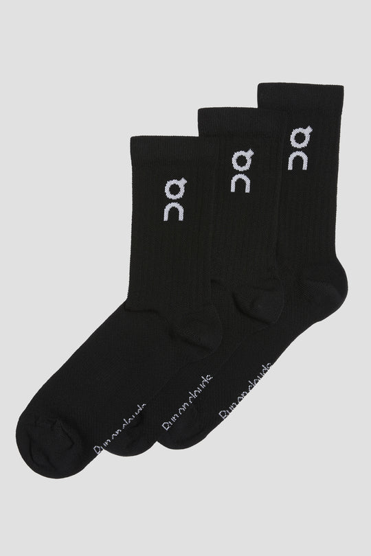 Unisex On Running Black Logo High 3-Pack Socks