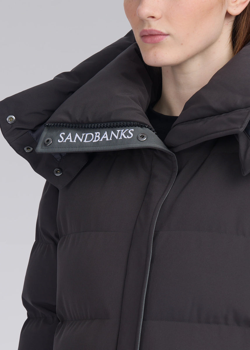 Women's Sandbanks Haven Charcoal Long Puffer Jacket