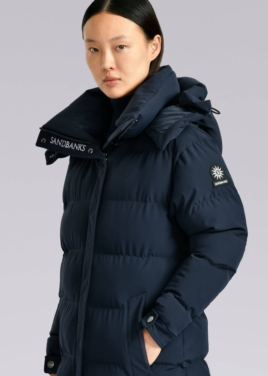 Women's Sandbanks Haven Navy Long Puffer Jacket