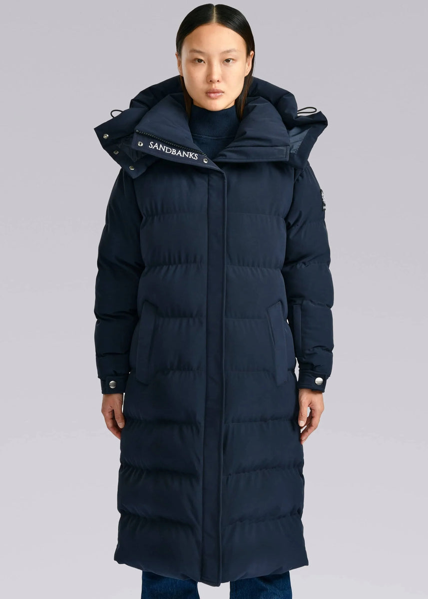 Women's Sandbanks Haven Navy Long Puffer Jacket