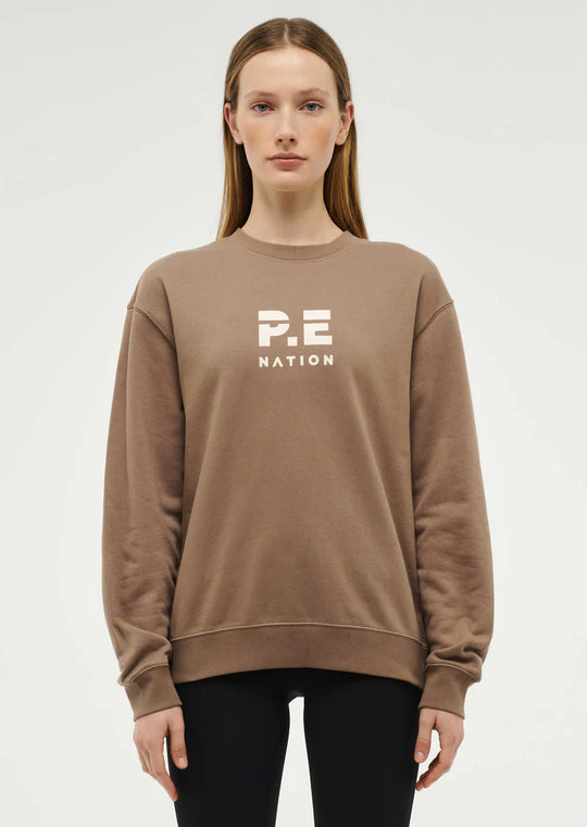 Women's P.E Nation Taupe Heads Up Sweater