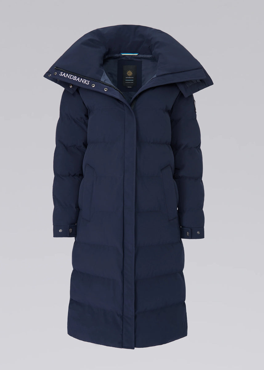 Women's Sandbanks Haven Navy Long Puffer Jacket