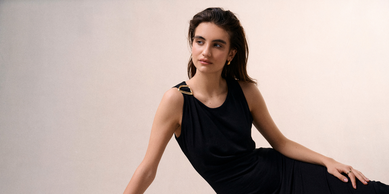 female model in designer clothing