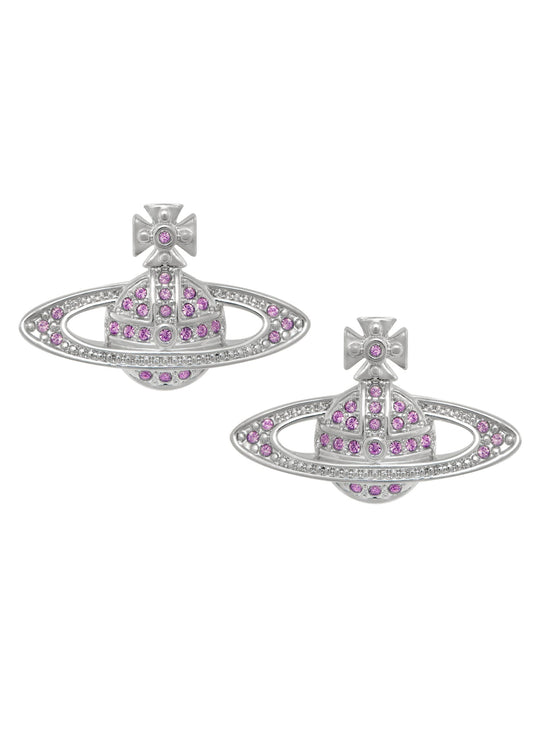 Vivienne Westwood Iris Crystal Mini Bas Relief Earrings Platinum Plated