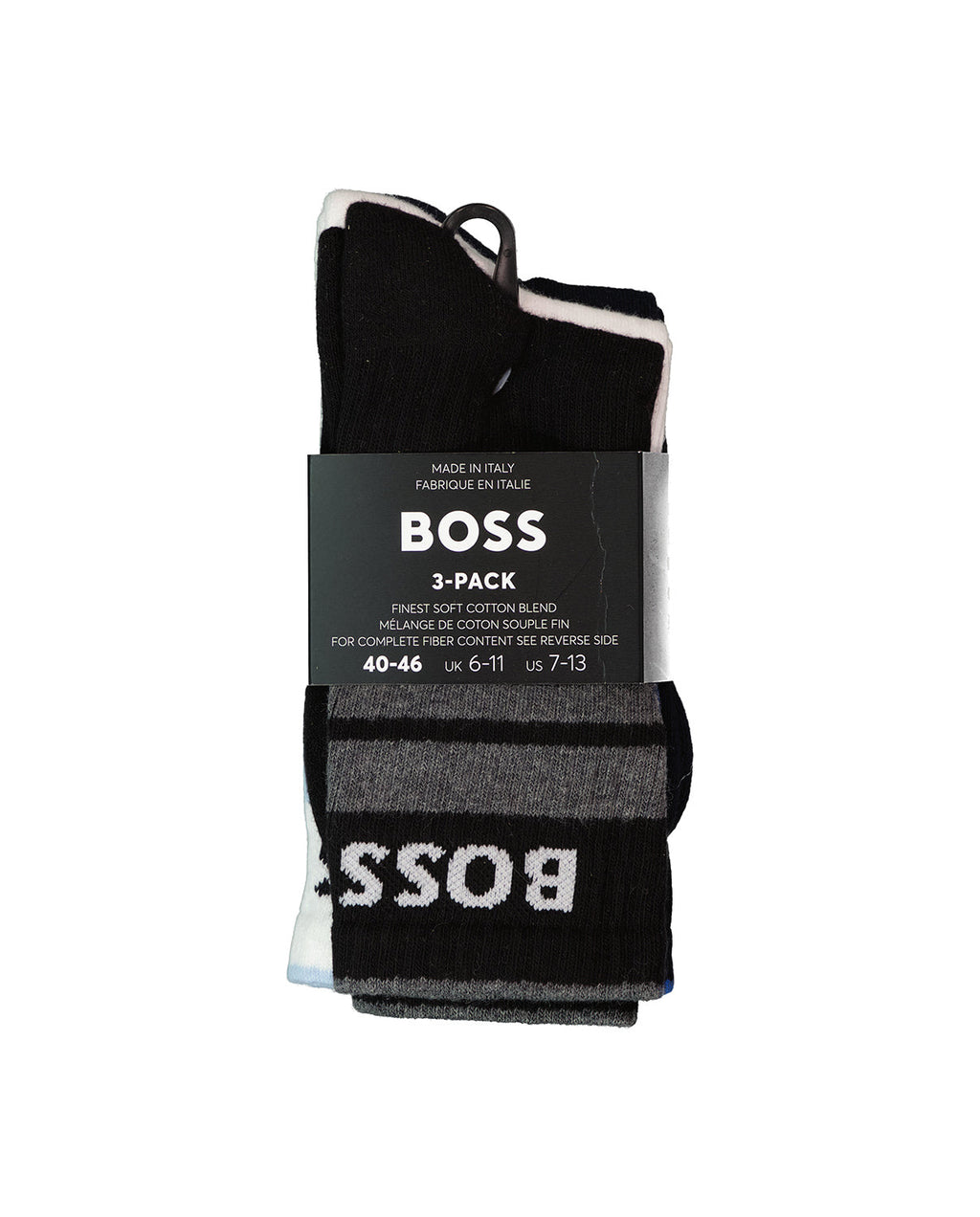 Men's BOSS Black 3 Pack Rib Stripe Socks