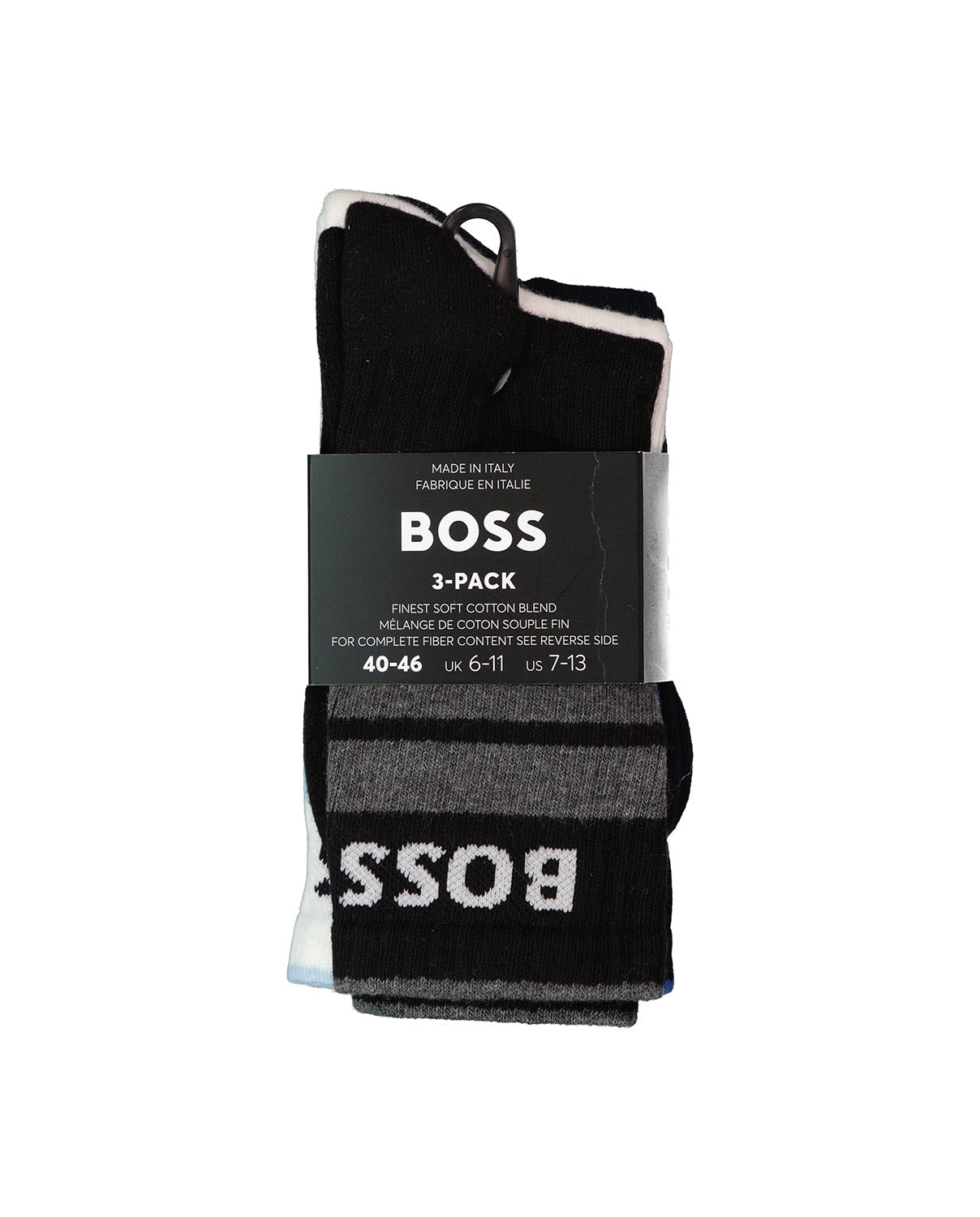 Men's BOSS Black 3 Pack Rib Stripe Socks