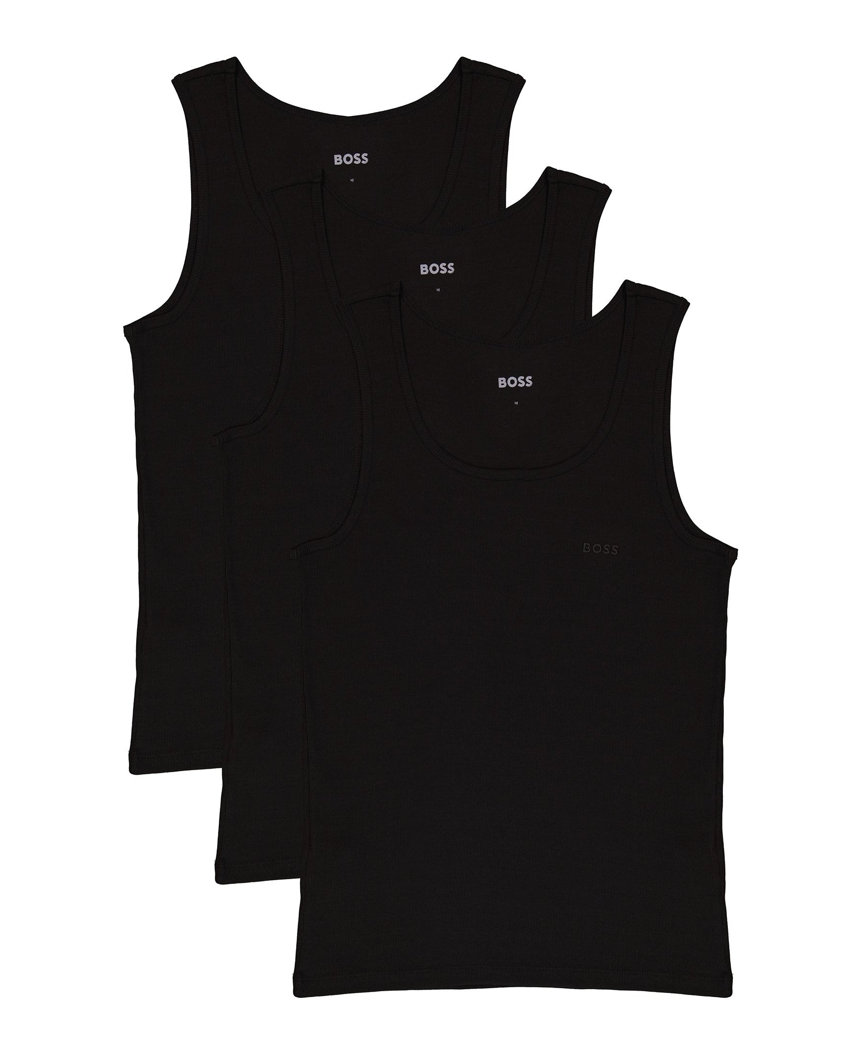 Mens BOSS Black TankTop3P RibClassic in Black