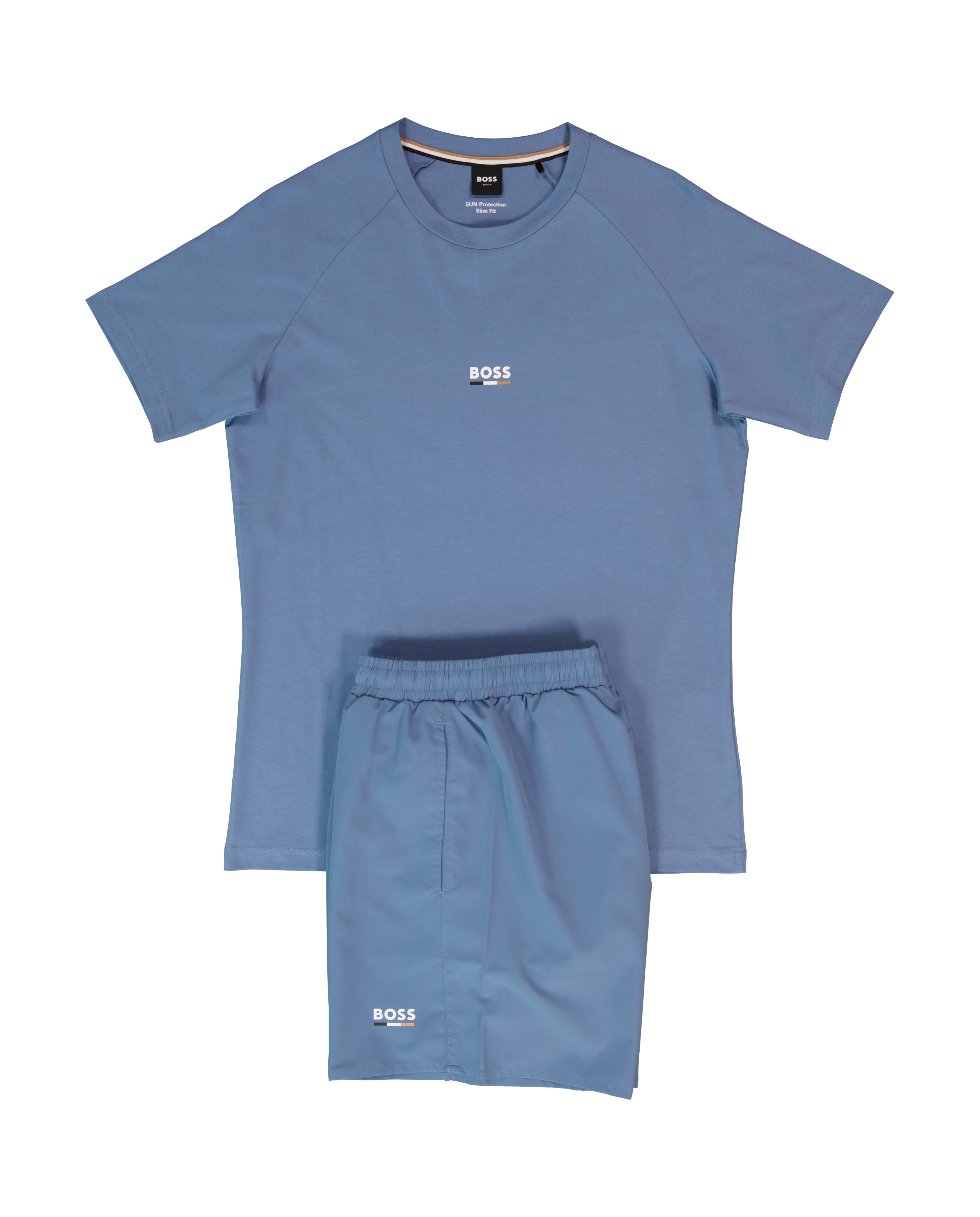 BOSS Black T-Shirt RN Slim Fit Light/Pastel Blue & Swordfish Swimwear Set