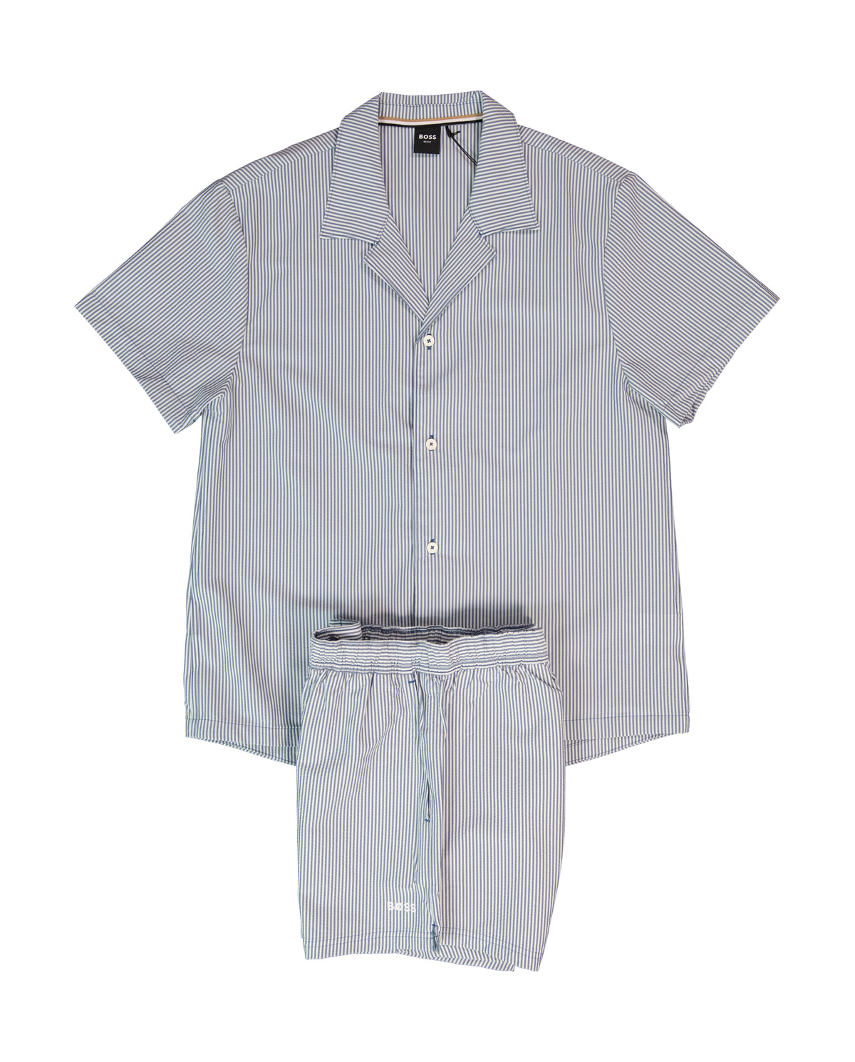 BOSS Bodywear & Swimwear Velvetfish_Shirt Open Blue Shirt & Velvetfish Open Blue Swimwear Shorts Set