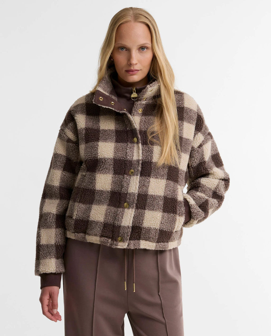 Women's Barbour International Amaya Fleece In Truffle Multi