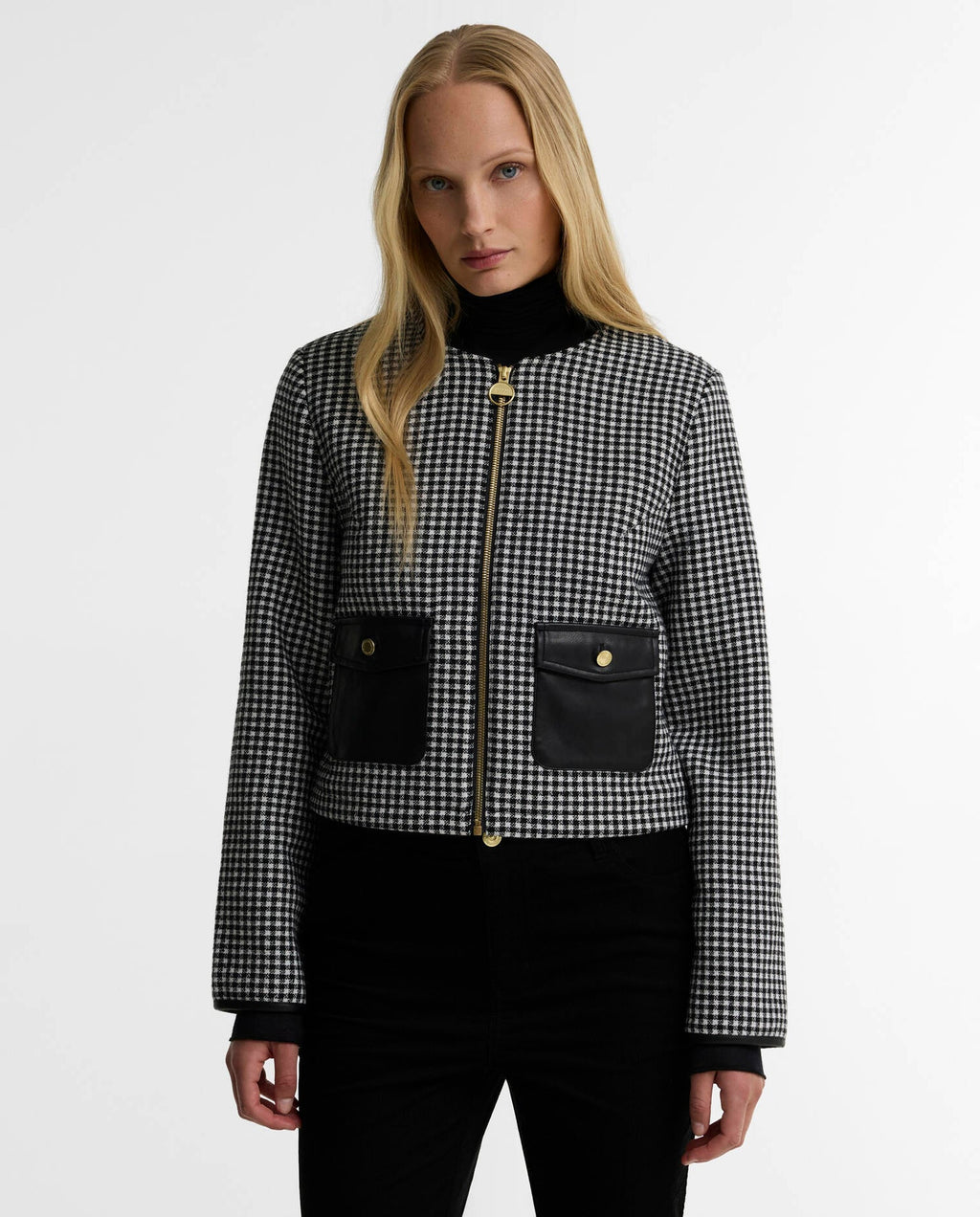 Women's Barbour International Halina Cropped Gingham Jacket
