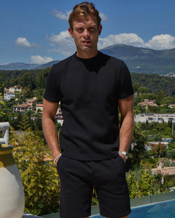 Men's Belier Black Textured T Shirt