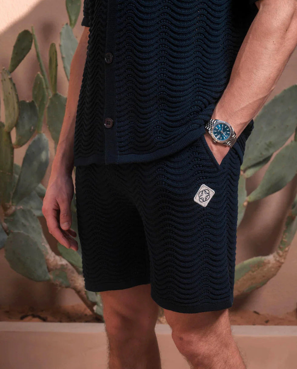Men's Belier Navy Ocean Crochet Short
