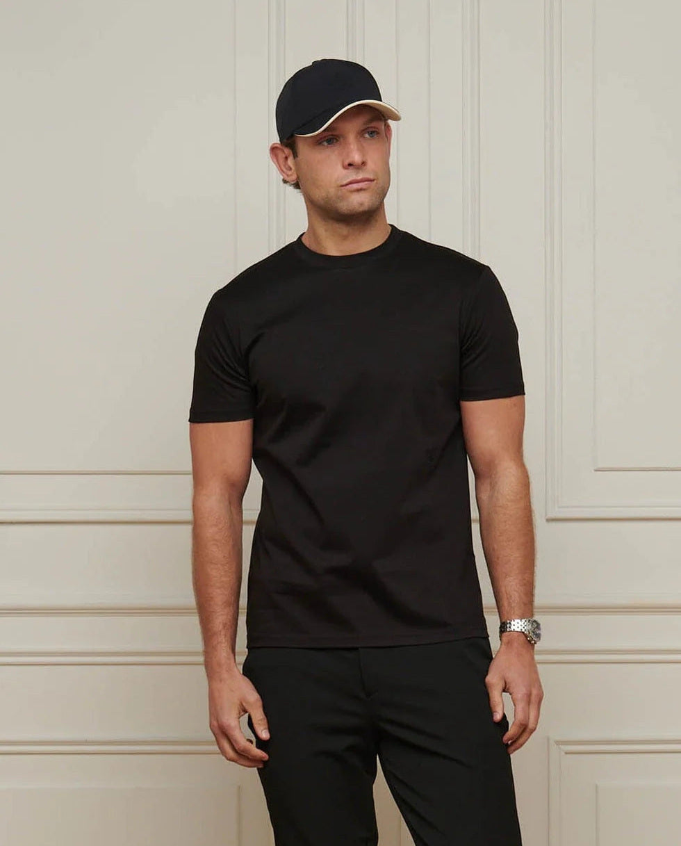 Men's Belier Black Crest Embroidered T Shirt