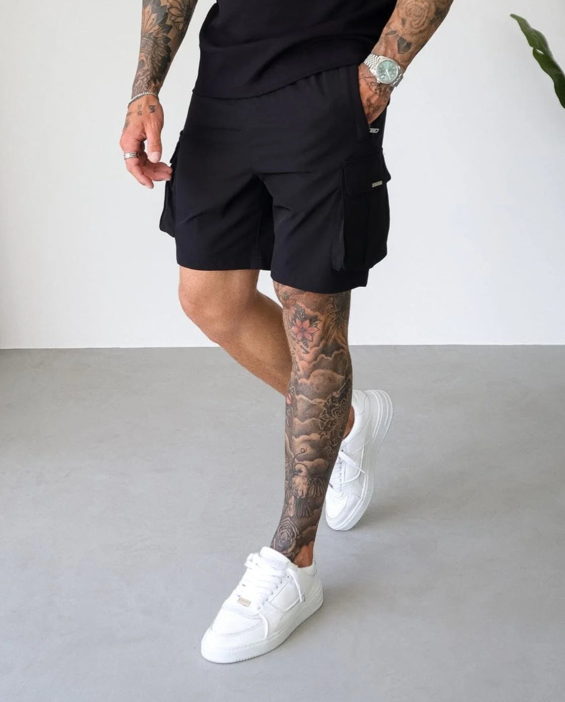 Men's Belier Black Woven Cargo Short
