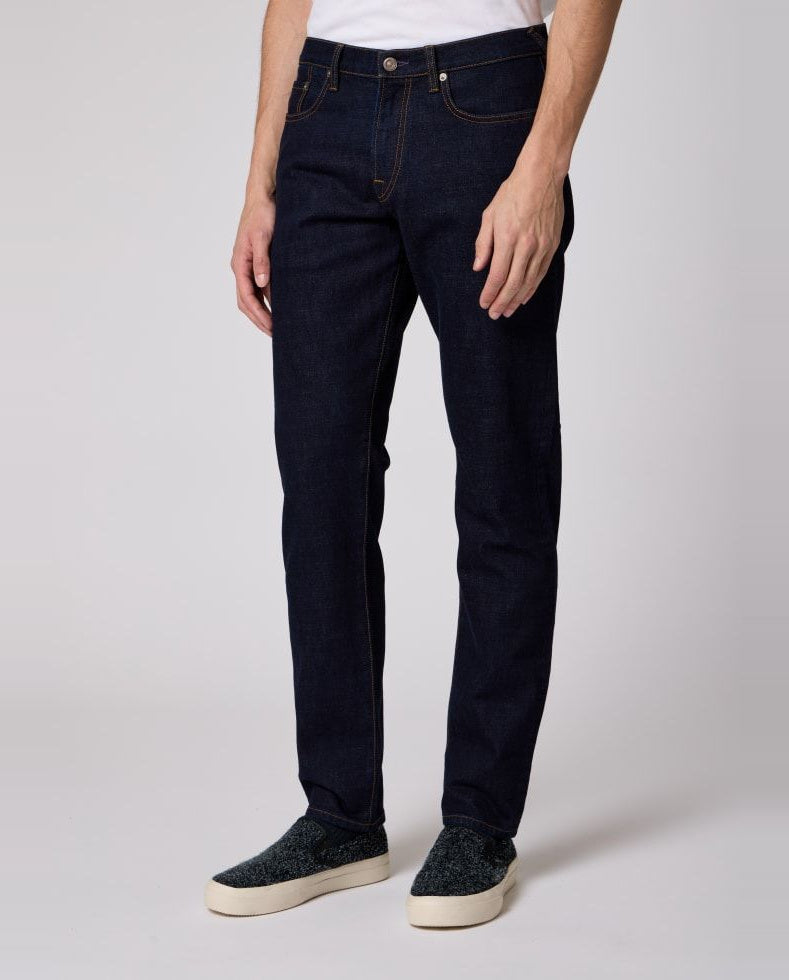 Mens Paul Smith Blue Slim-Tapered Crosshatch-Stretch Jeans