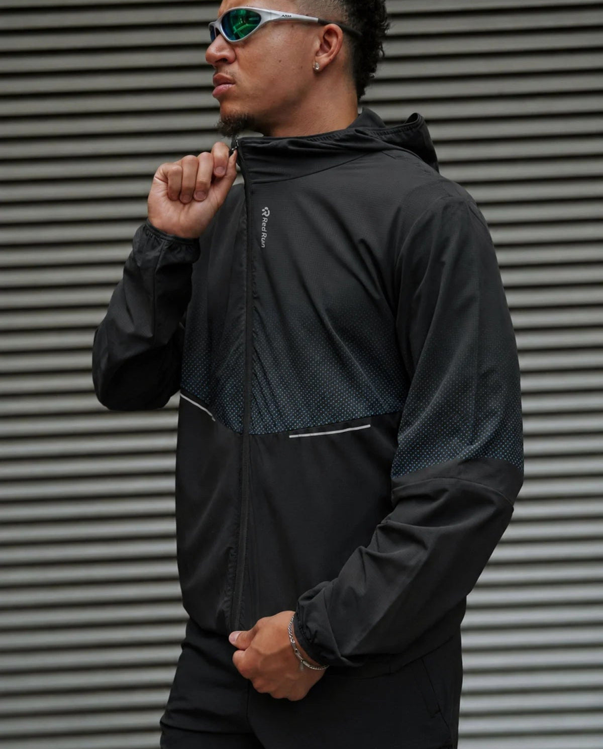 Mens Red Run Black Dynamic Performance Jacket & Dynamic Performance Shorts Set