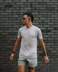 Mens Red Run Light Grey Technical Runner Tee