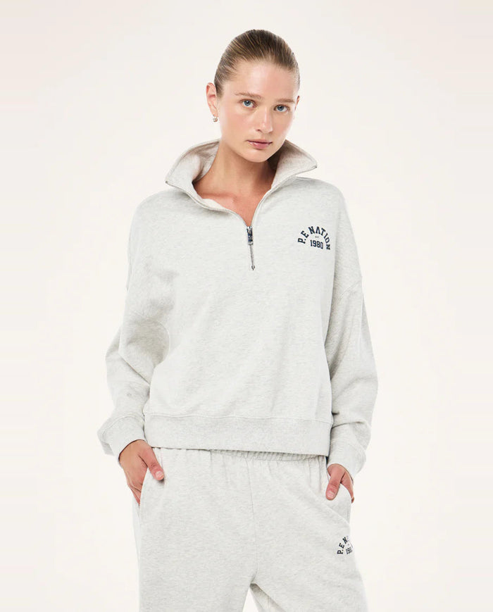 Womens P.E Nation Swerve Zip Neck in Grey Marle