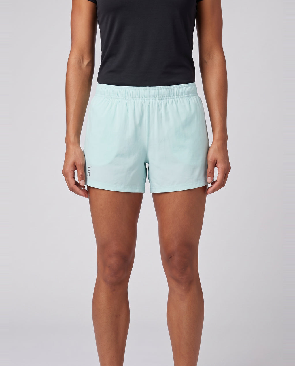 Women's On Running 5 inch Core Shorts 1 Flurry worn by model