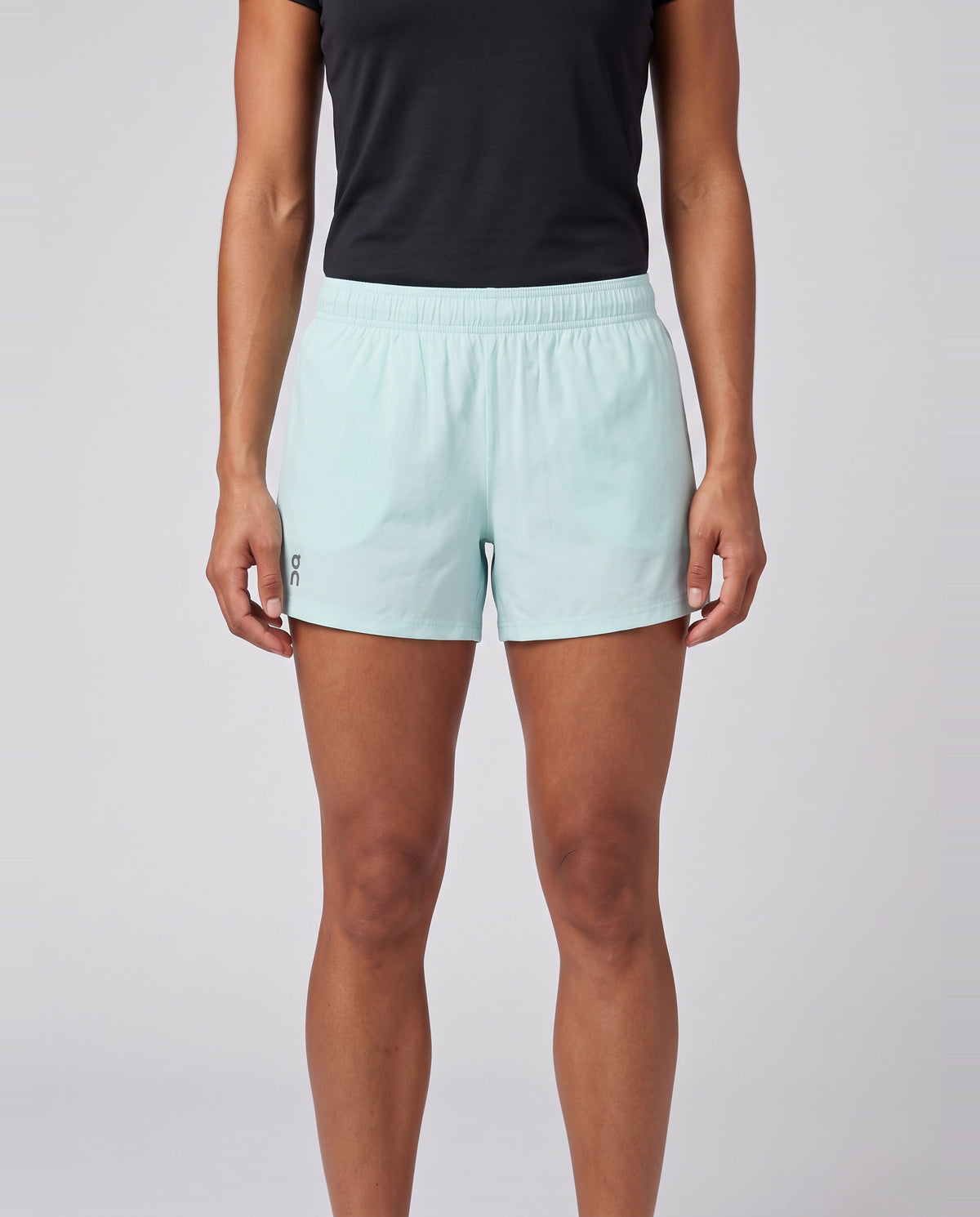 Women's On Running 5 inch Core Shorts 1 Flurry worn by model