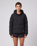 Women's On Running All Day Puffer Coat in Black worn by model