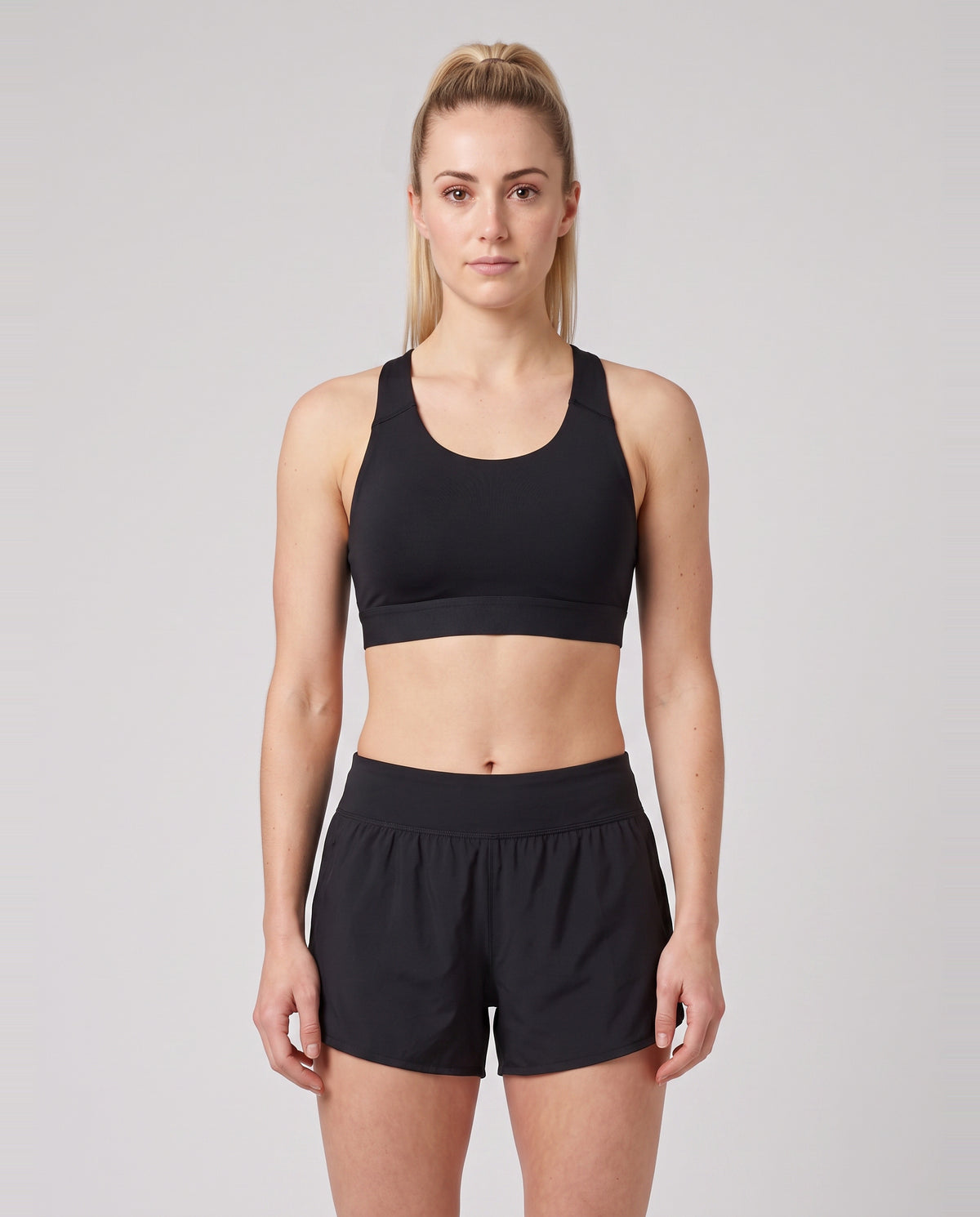 Women's On Running Core Bra in Black worn by model