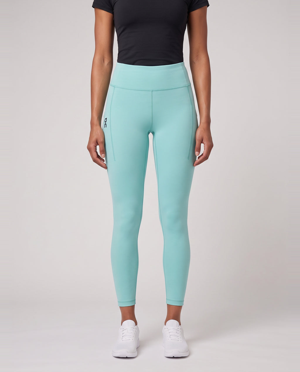 Women's On Running Performance Tights 7/8 Aquamarine worn by model