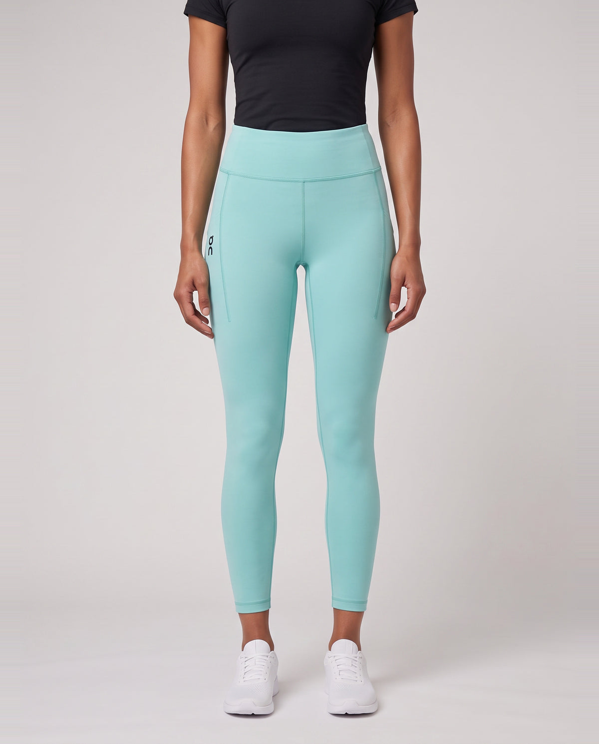 Women's On Running Performance Tights 7/8 Aquamarine worn by model