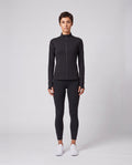 Women's On Running Black Studio Jacket & 7/8 Tights Set worn by model