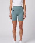 Women's On Running Studio Tights Short 6 inch Agave worn by model