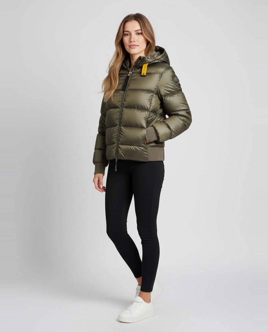 Women's Parajumpers Mariah Jacket in Olive Grey on model