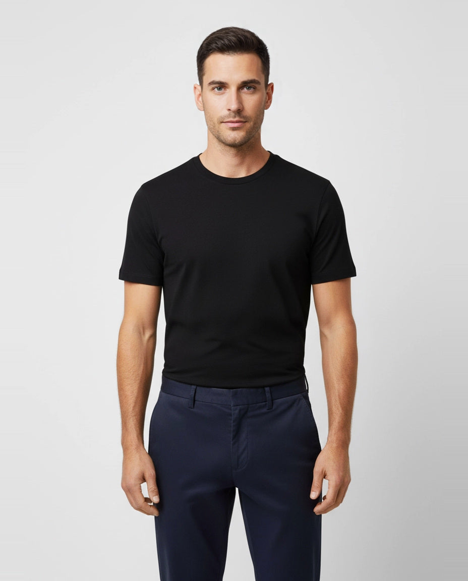 Mens BOSS Black T Shirt RN 3P Classic 3Pack T Shirts on model