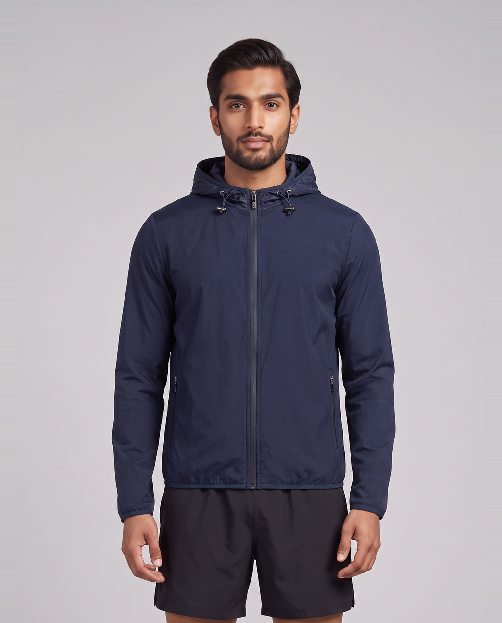 Men's Catini Trentino Tech Hoodie Jacket in Navy — on model