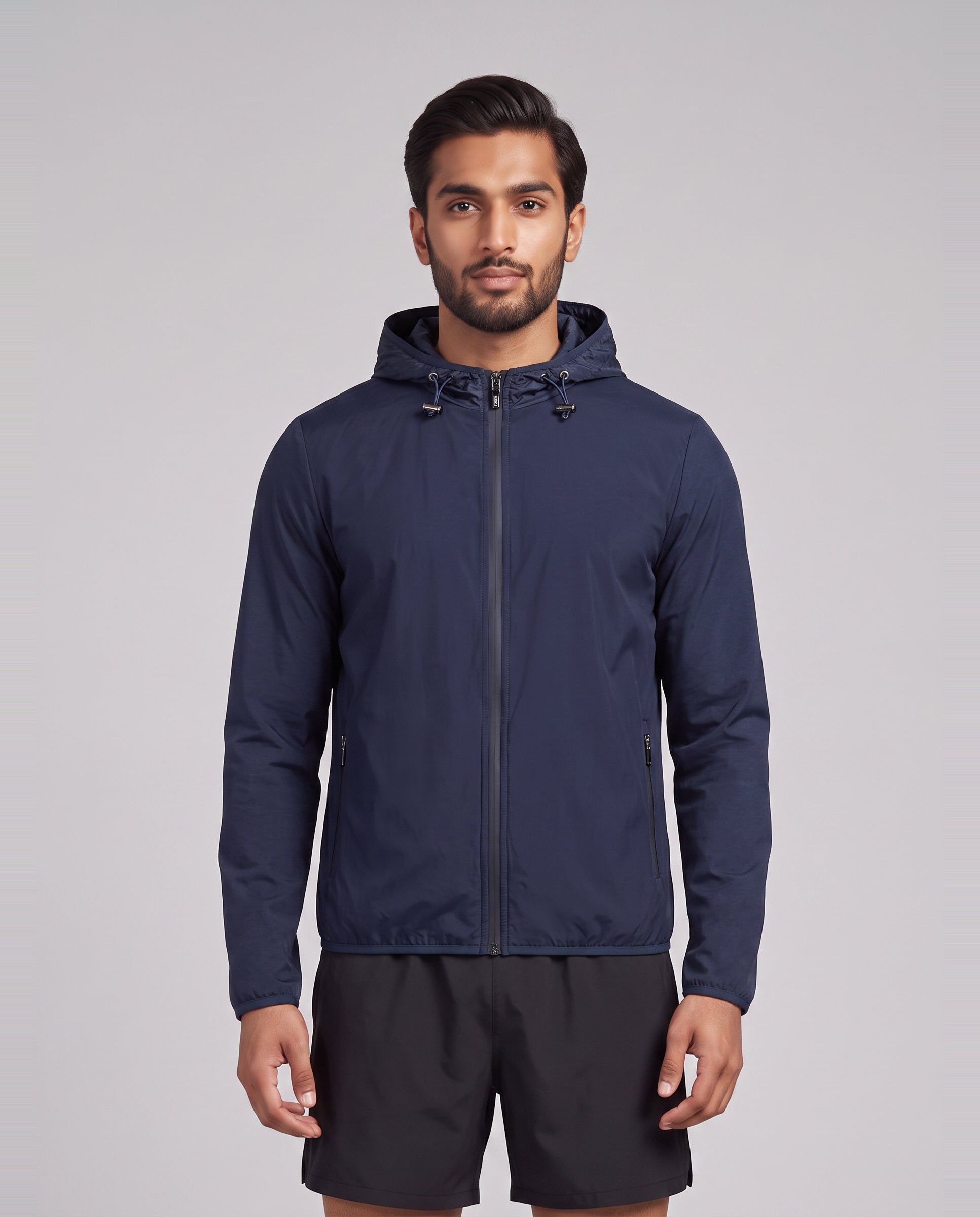 Men's Catini Trentino Tech Hoodie Jacket in Navy — on model