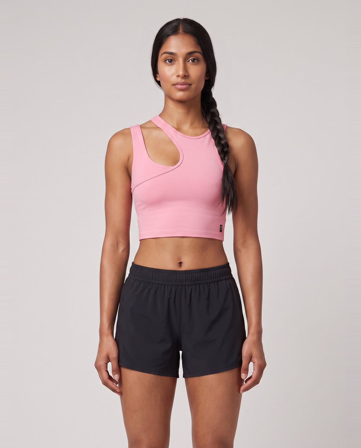 Women's On Running Studio Asymmetric Crop 1 Magnolia — on model